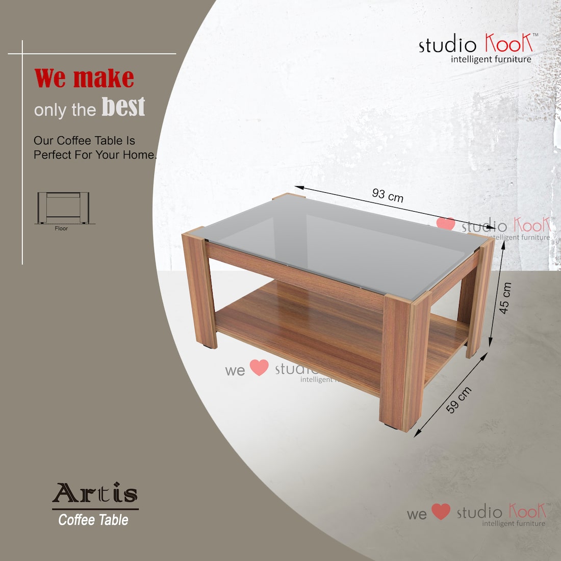 Artis Coffee Table with Glass Top