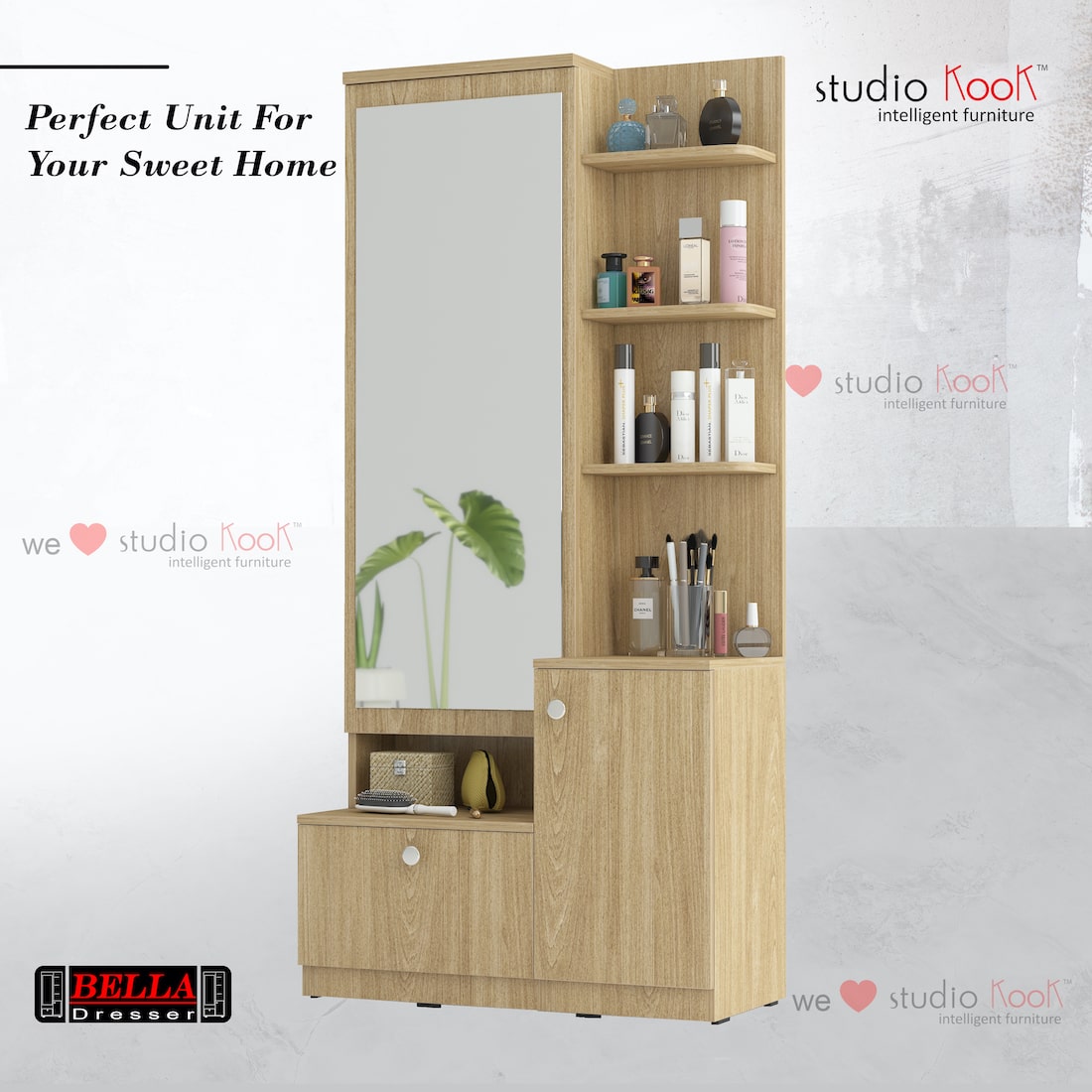 Bella Dresser Unit / Dressing Table with Mirror