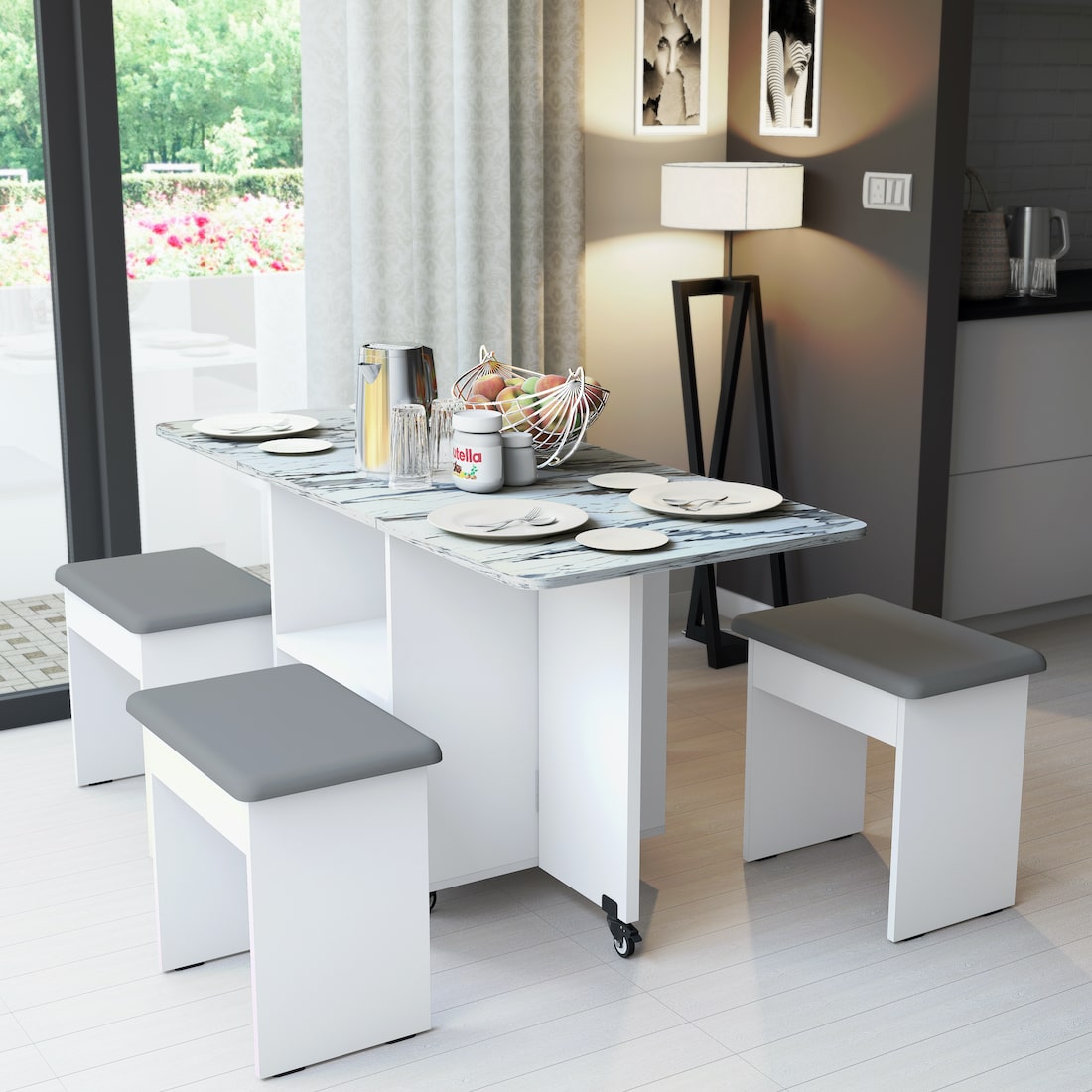 4 seater deals dining table foldable