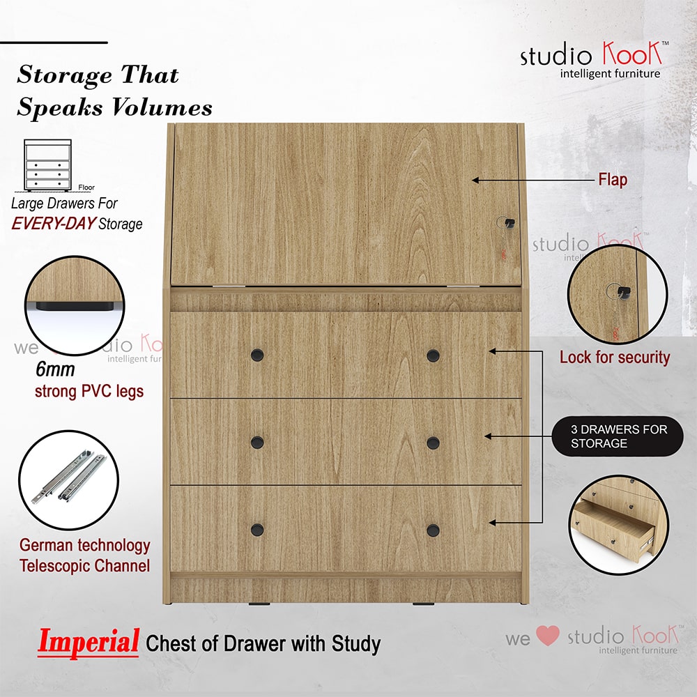 Imperial Chest of Drawers with Study