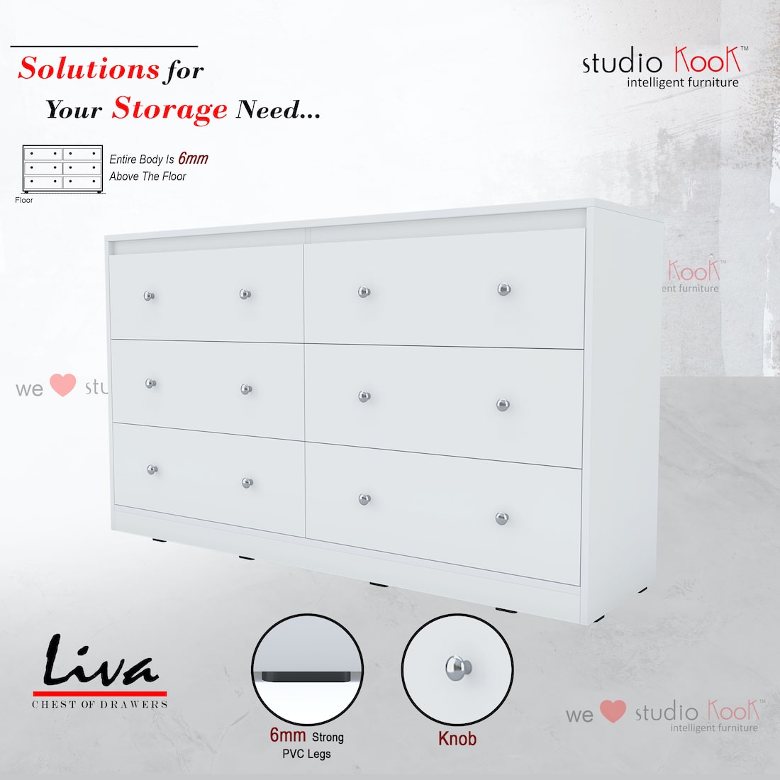 Liva Chest of Drawers (Moonshine White Finish)