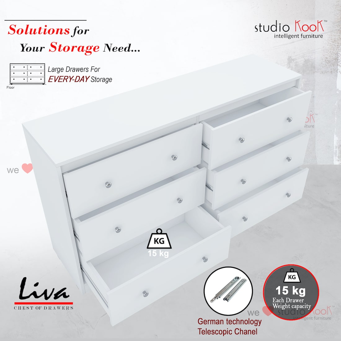 Liva Chest of Drawers (Moonshine White Finish)