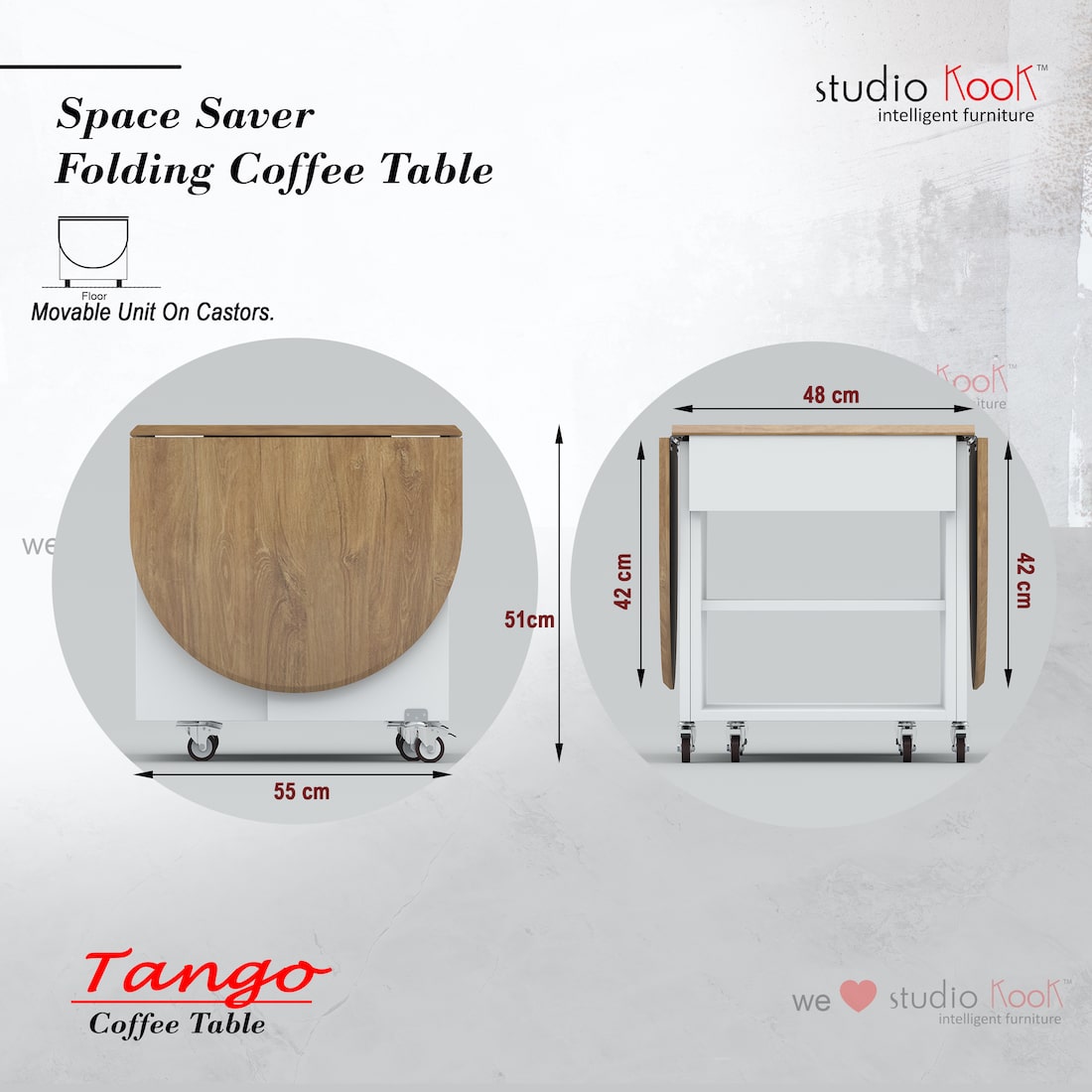 Tango Folding Coffee Table (Moonshine White Finish)
