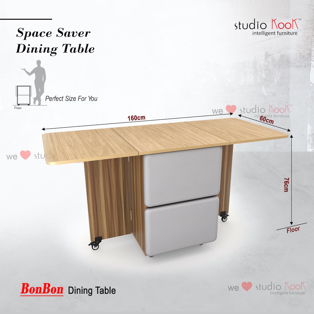 Bonbon 4 Seater Folding Dining table with Inbuilt Seating