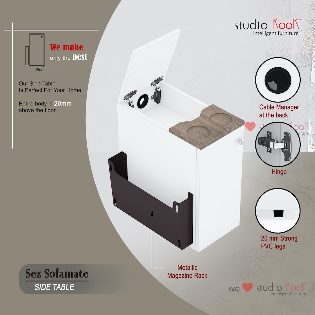 Sez Sofamate Moonshine White Side Table