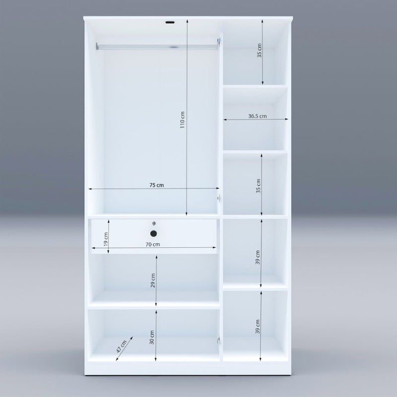 Amari 3 Door Wardrobe (Moonshine White Finish)