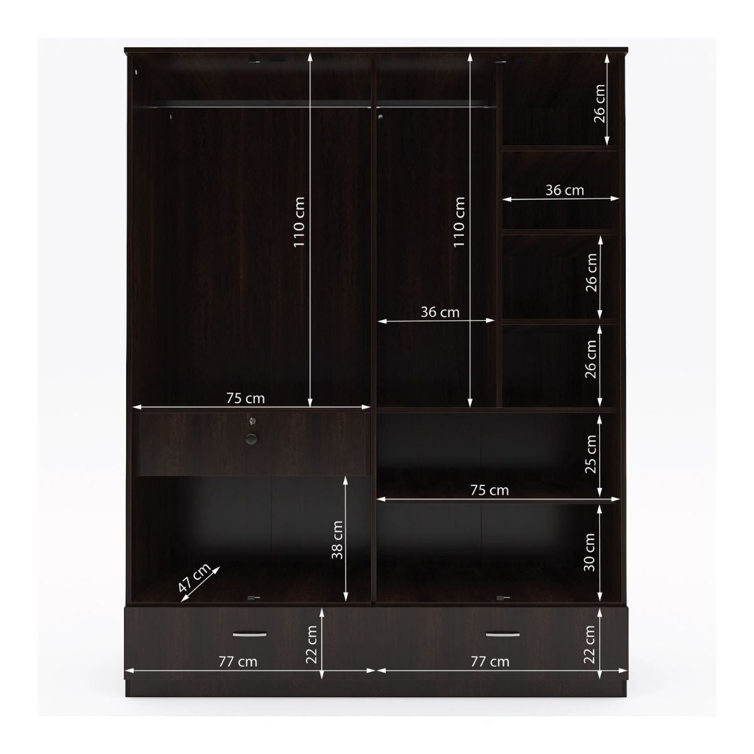 Amari 4 Door 3 Drawer Wardrobe