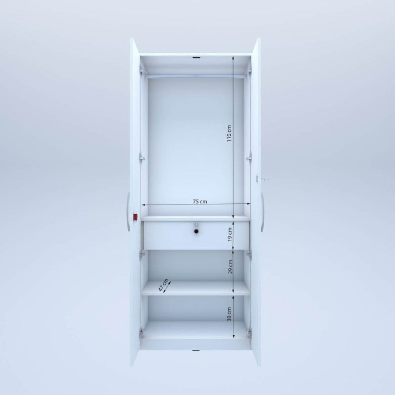 Amari 2 Door Wardrobe (Moonshine White Finish)