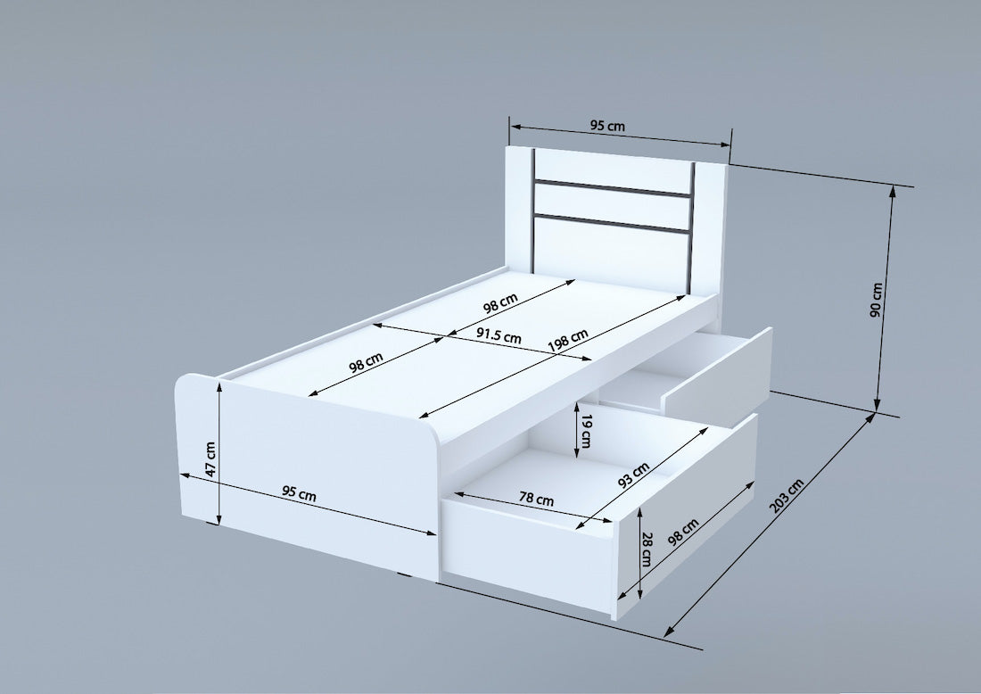 Ornate Single Bed with Headboard (Moonshine White Finish)