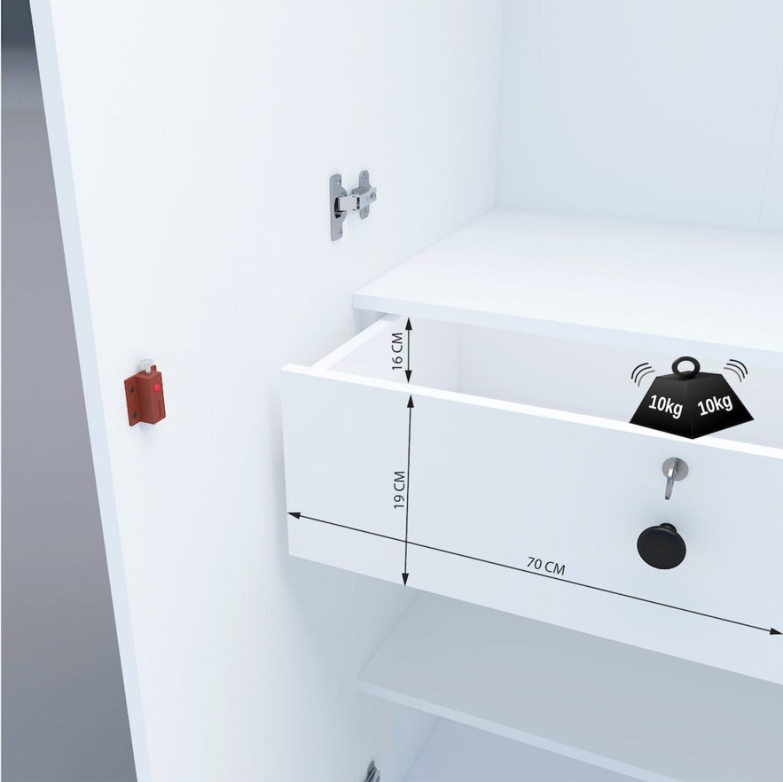 Amari 4 Door Wardrobe (Moonshine White Finish)