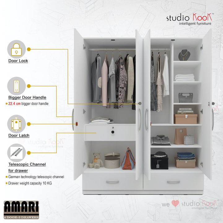 Amari 4 Door 3 Drawer Wardrobe