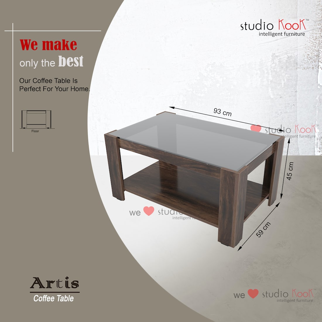 Artis Coffee Table with Glass Top