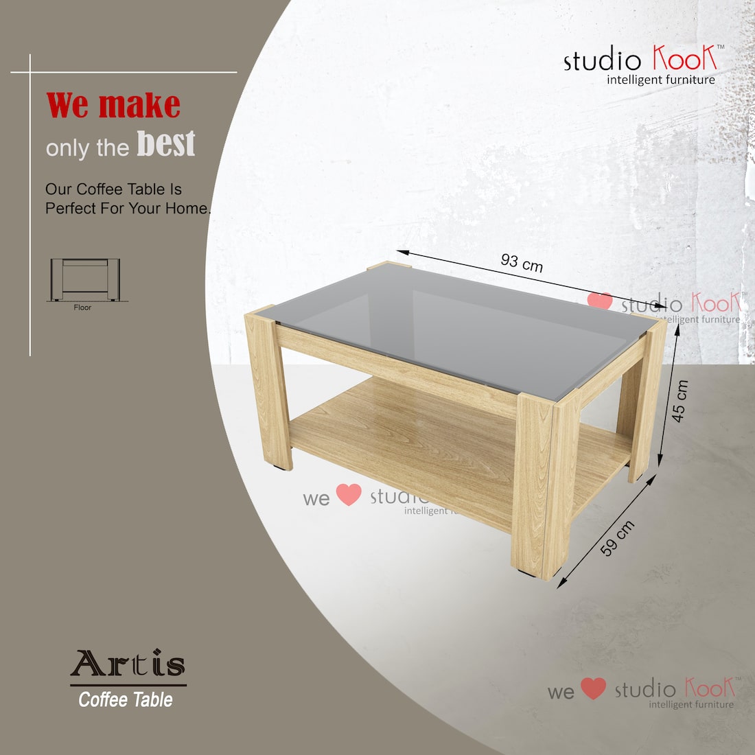 Artis Coffee Table with Glass Top