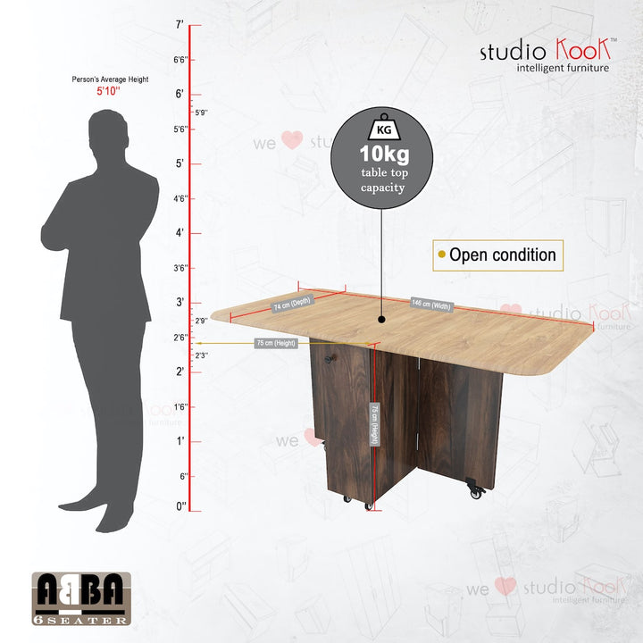 Abba 6 Seater Folding Dining Table (Without Chairs)