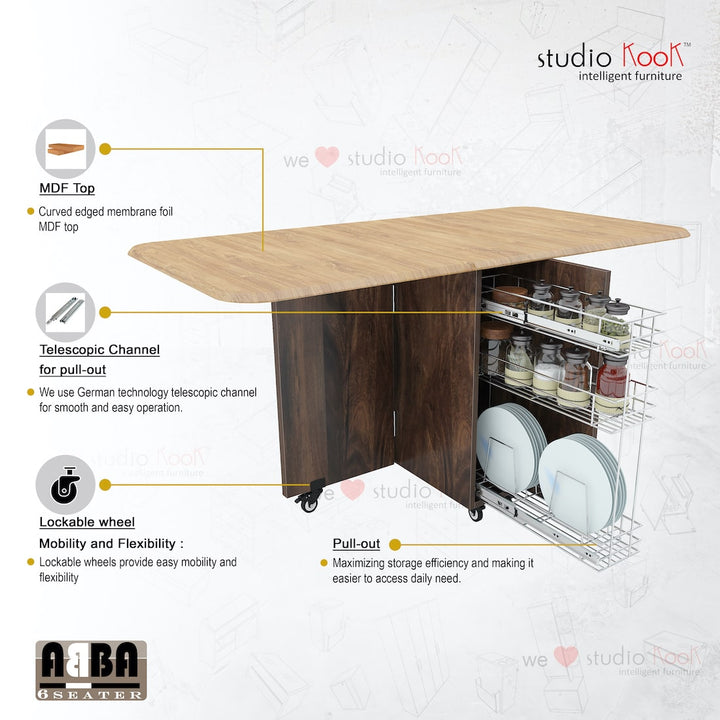 Abba 6 Seater Folding Dining Table (Without Chairs)