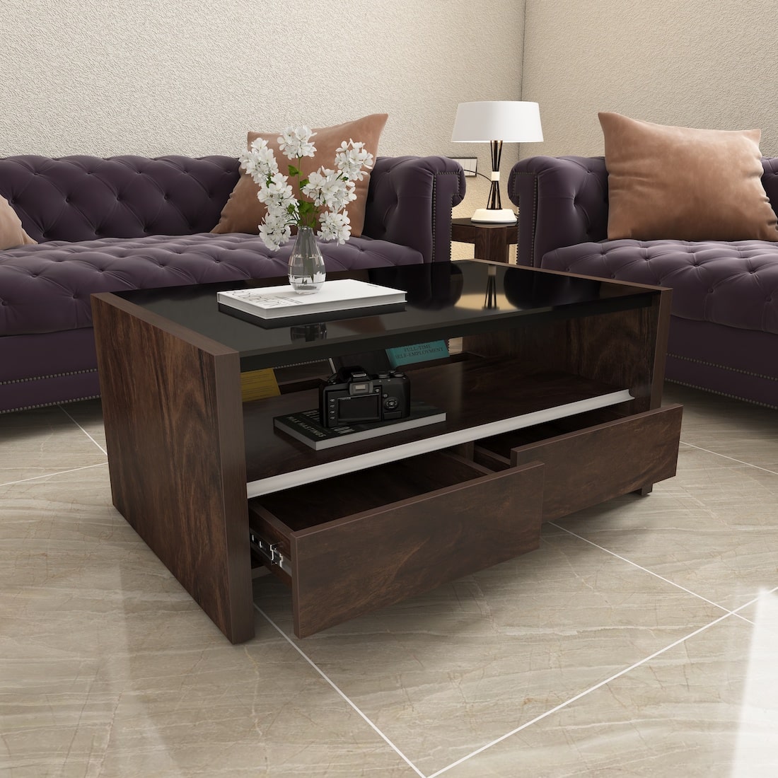 Jazz Compact Coffee Center Table with Drawers
