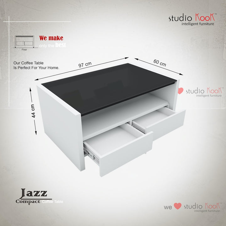 Jazz Compact Coffee Center Table with Storage Drawers