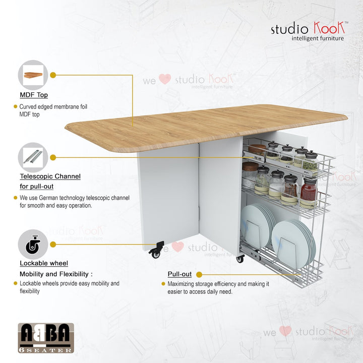 Abba 6 Seater Folding Dining Table (Without Chairs)