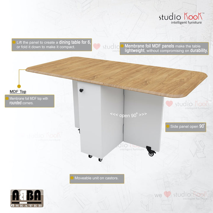 Abba 6 Seater Folding Dining Table (Without Chairs)