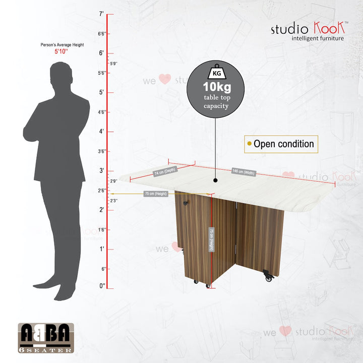 Abba 6 Seater Folding Dining Table (Without Chairs)