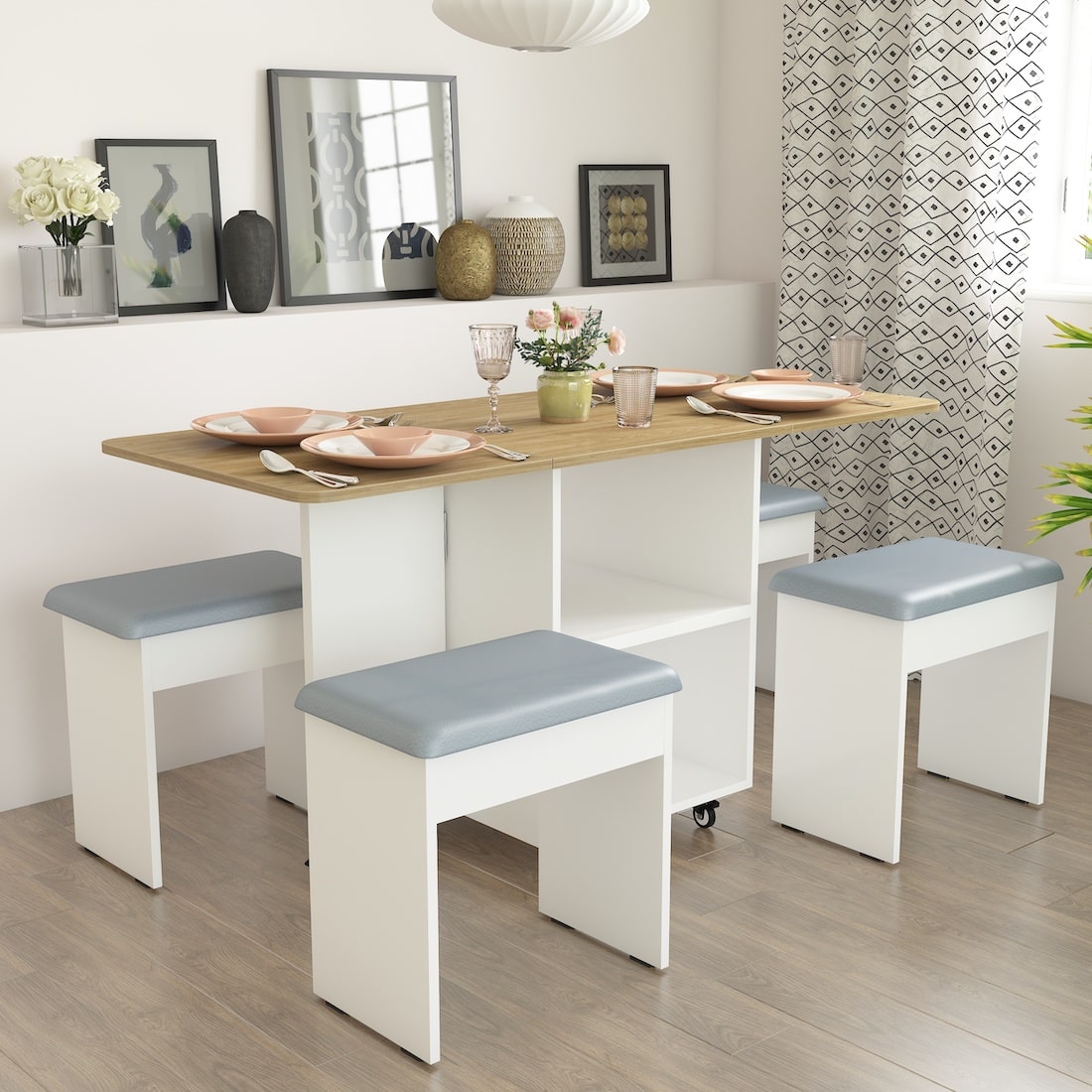 Bonbon 4 Seater Folding Dining table with Inbuilt Seating