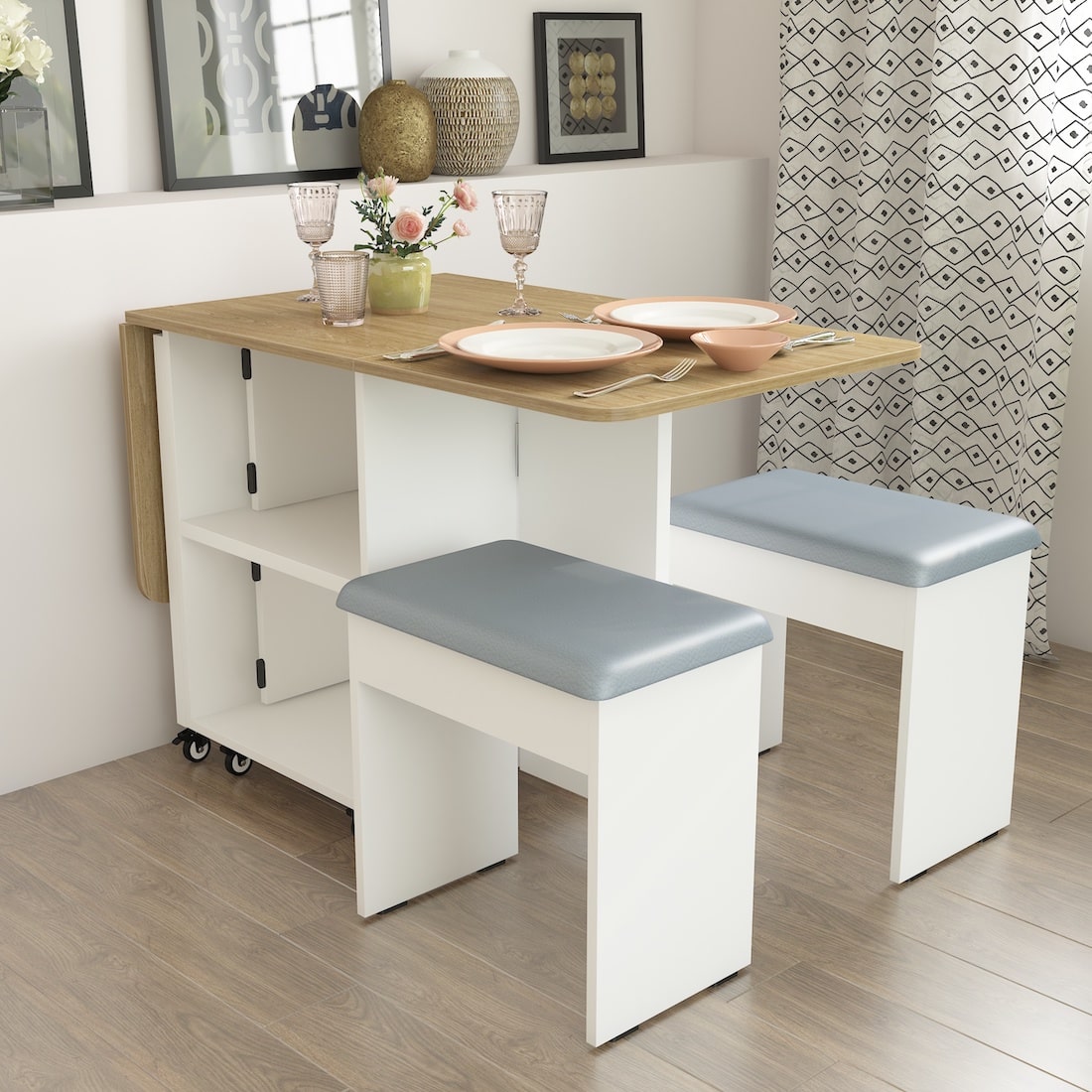 Compact folding dining on sale table and chairs