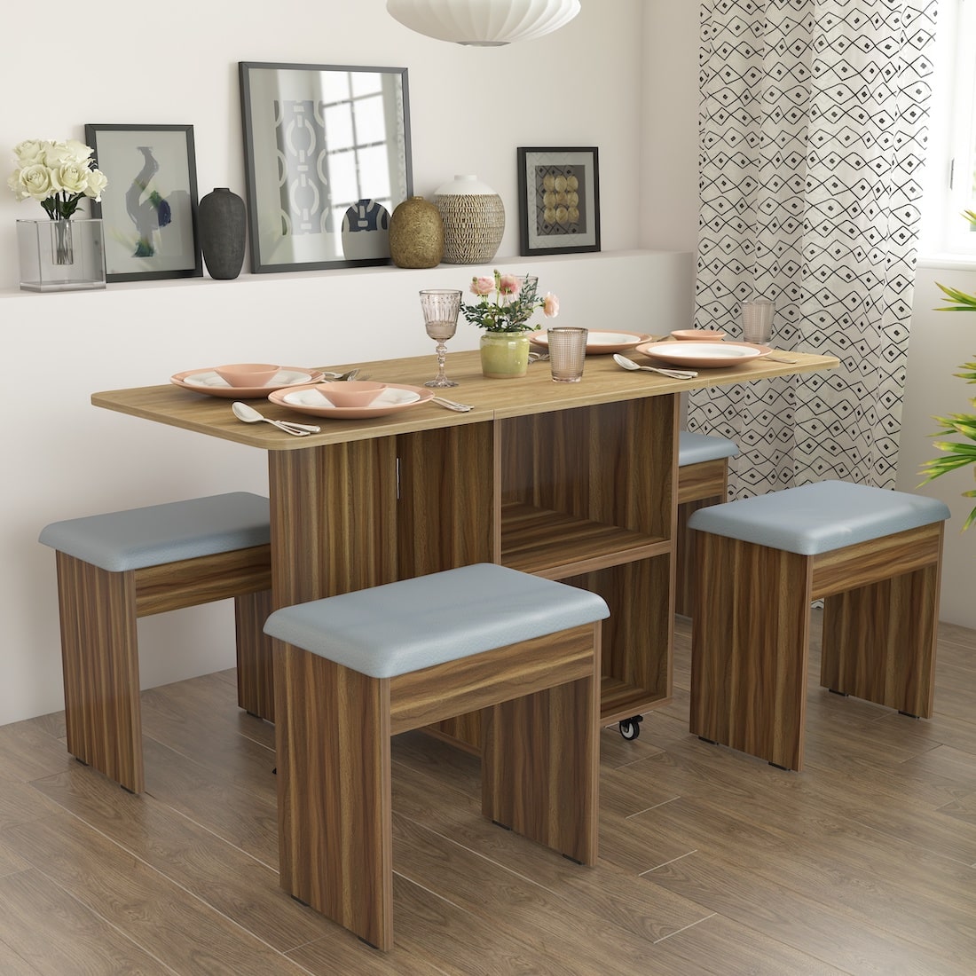 Foldable dining table sales 4 seater