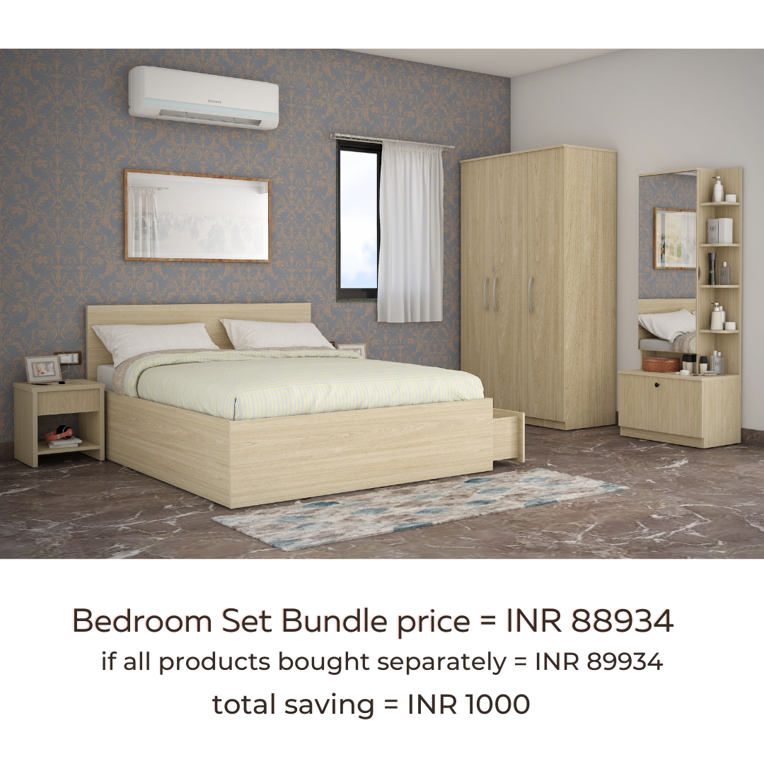 Buy Teak Wood King Size Bed With Side Tables And Dressing Table With Mirror  Online at woodentwist — WoodenTwist