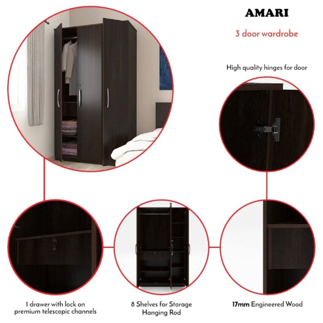 Amari 3 Door Wardrobe