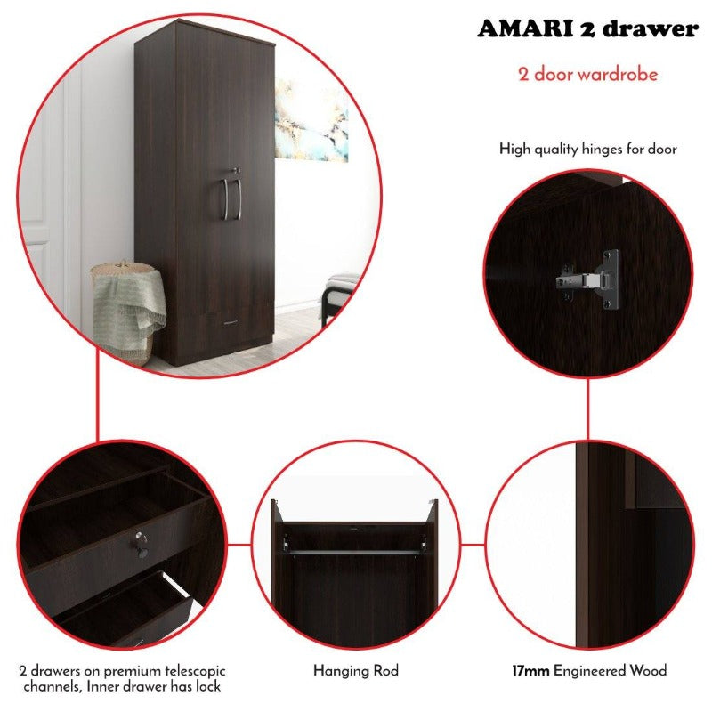 Amari 2 Door 2 Drawer Wardrobe - StudioKook