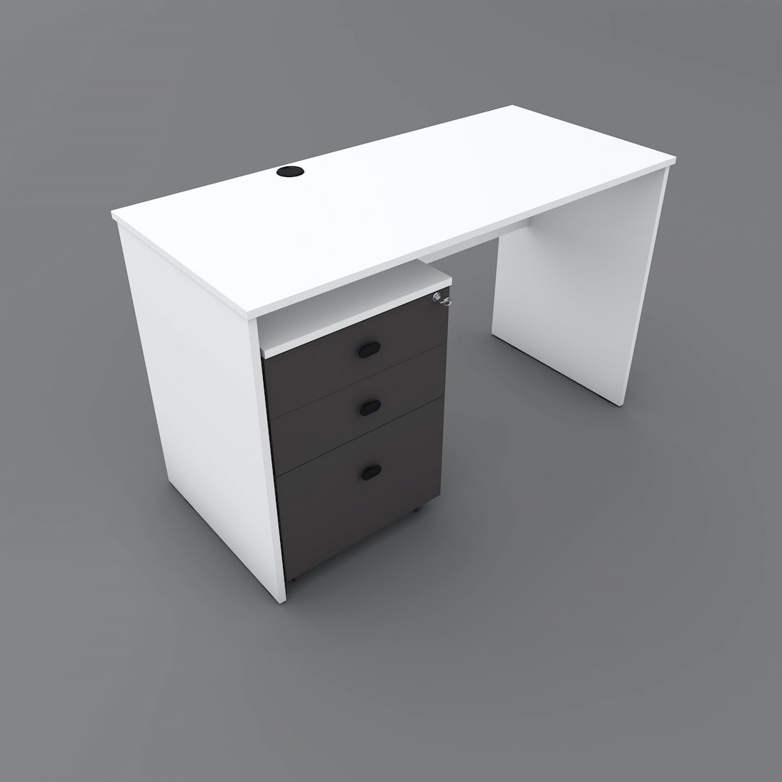 Avon Desk with Pedestal (Slate Grey Moonshine White Finish)