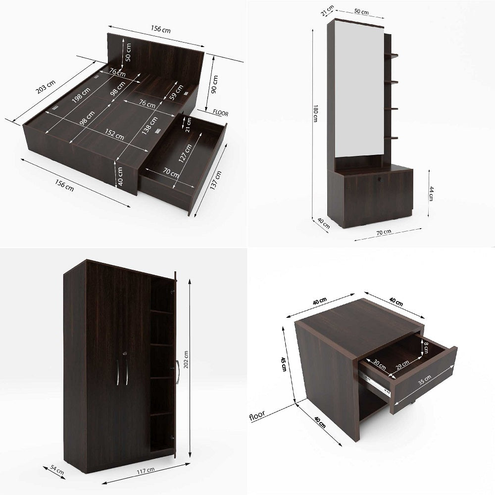 Sakine Dressing Table & Chair Set with Drawer Storage - White - Decornation